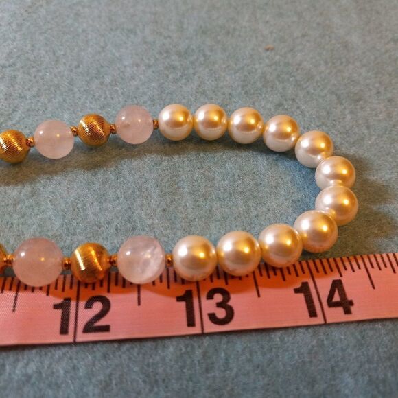 NWT Napier Faux Pearls/Pink & Gold Tone Beaded Necklace Cottagecore Grandmacore - Picture 5 of 6